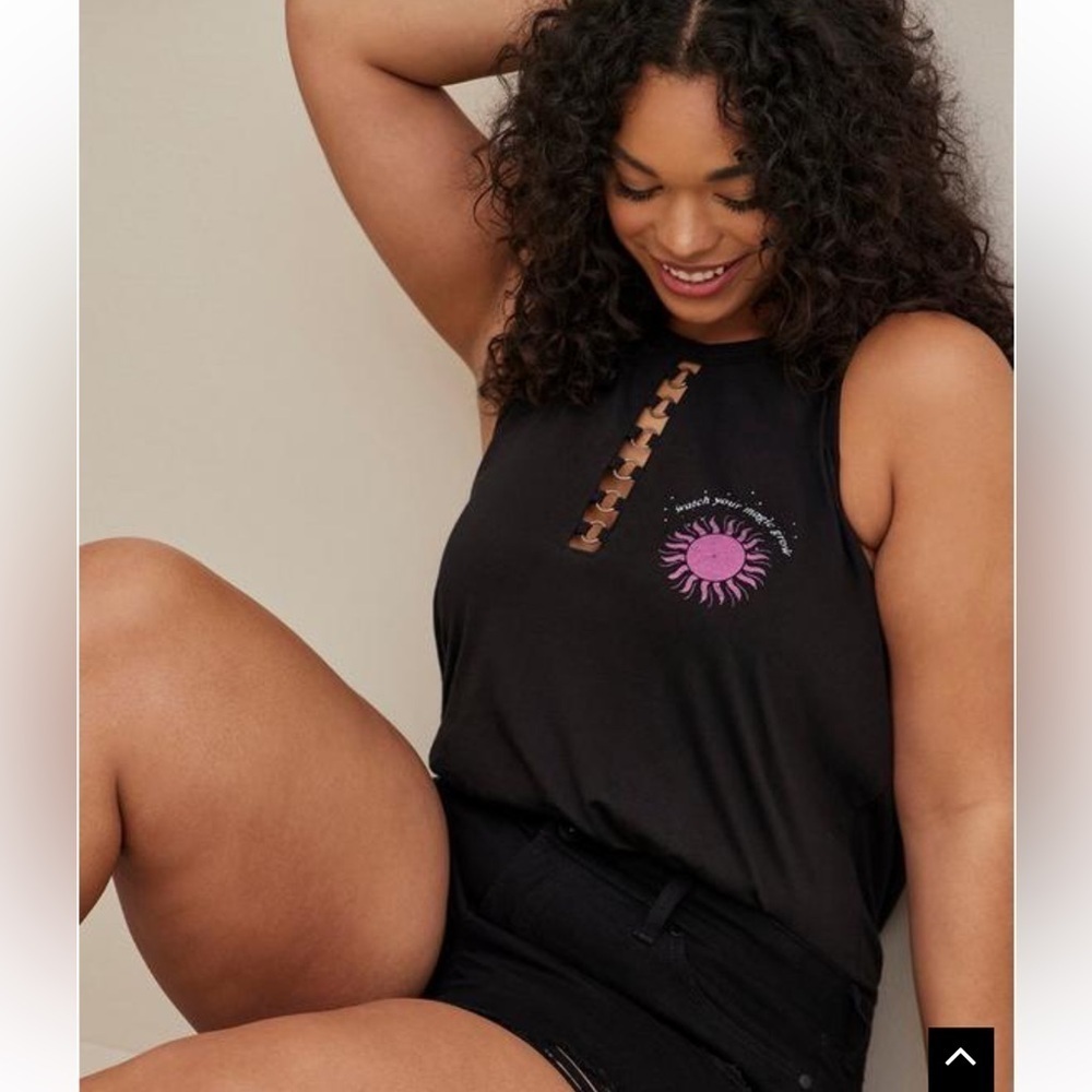 New Torrid Women’s Classic Fit Heritage Slub O Ring Tank Black 5X BNWT - Picture 2 of 8